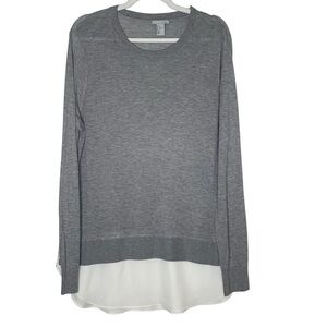 H&M grey long sleeve sweater with white skirt. Size L